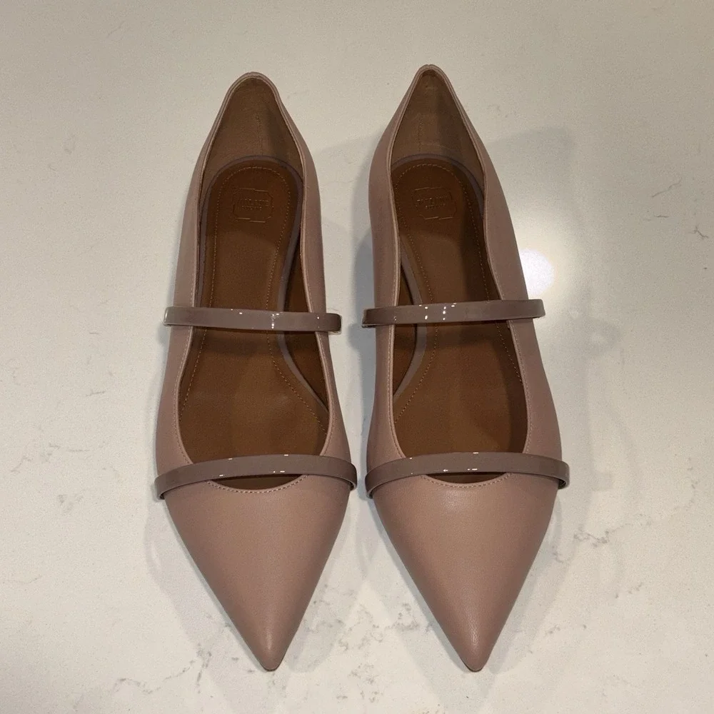 NWOB Malone Souliers Maureen Nude/Blush Leather Ballet Flats Size 40 US 10